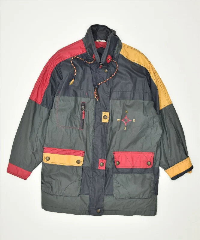 NEW FAST Womens Windbreaker Jacket UK 16 Large Khaki Colourblock Cotton Plaid Jacket Tartan Jacket Houndstooth Jacket
