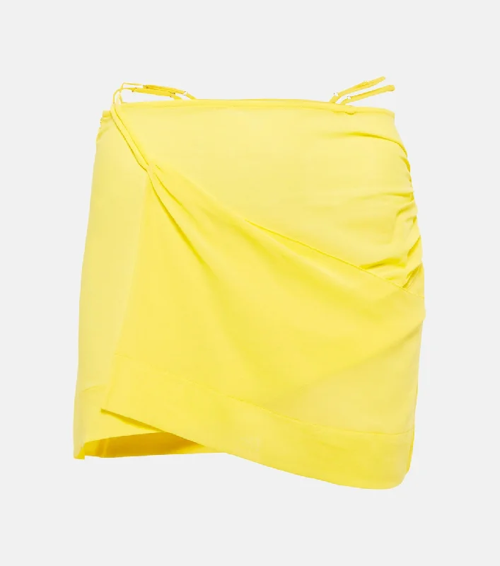 Nensi Dojaka Yellow Asymmetric Mini Skirt  UK S linen skirt relaxed