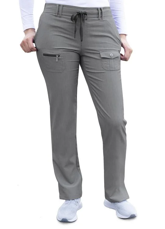 Pro Heather Slim Fit 6 Pocket Scrubs Pant by Adar XXS-3XL (Tall) / HEATHER GREY Soft Stretch Trousers