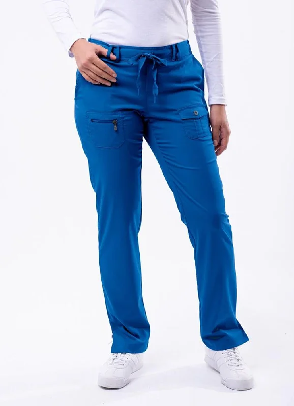 Slim Fit 6 Pocket Scrubs Pant by Adar (Petite) XXS-3XL / ROYAL BLUE Stylish Elastic Waist Pants