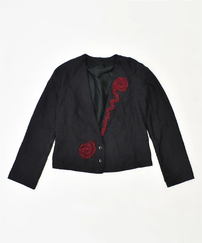 VINTAGE Womens 2 Button Blazer Jacket UK 12 Medium Black Lace Jacket Ribbed Jacket Sequined Jacket VINTAGE Womens 2 Button Blazer Jacket UK 12 Medium Black Lace Jacket Ribbed Jacket Sequined Jacket