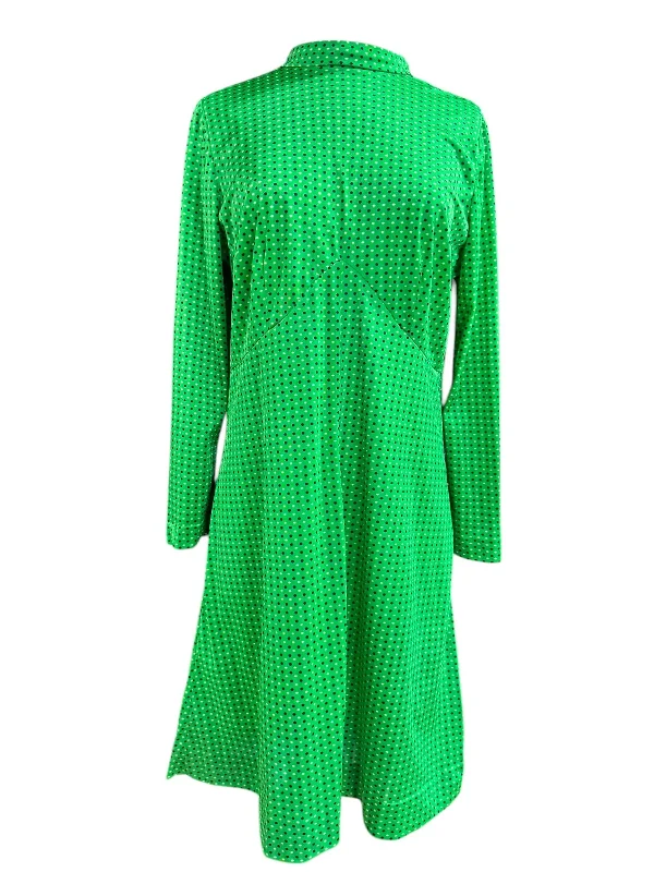 1960s Green Polka Dot Dress L Tunics Wedding white