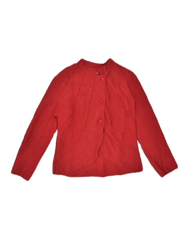 ORVIS Womens Knit 3 Button Blazer Jacket UK 14 Medium Red Wool Striped Jacket Polka Dot Jacket Floral Jacket