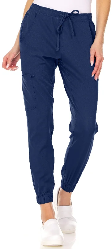 Drawstring Cargo Jogger Pant By MediChic XXS-3X / Navy Trendy High-Waist Trousers