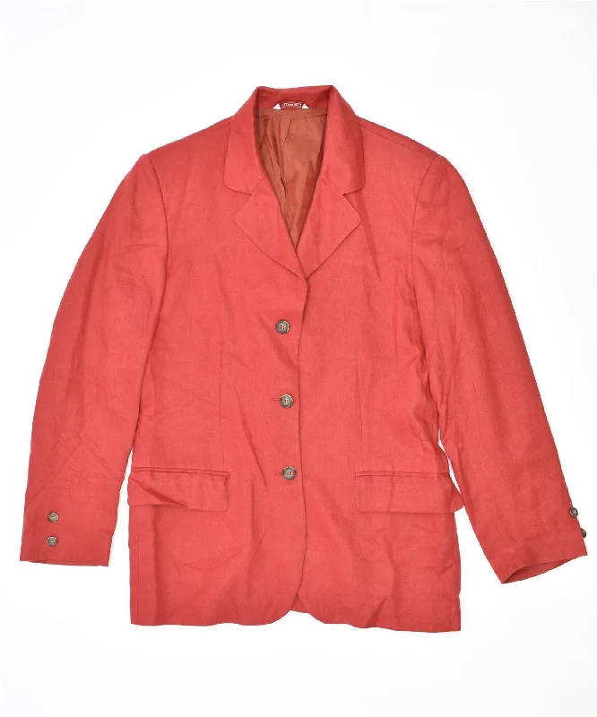 STEFANEL Womens 3 Button Blazer Jacket IT 44 Medium Red Acetate Tiered Jacket Buttoned Jacket Zippered Jacket