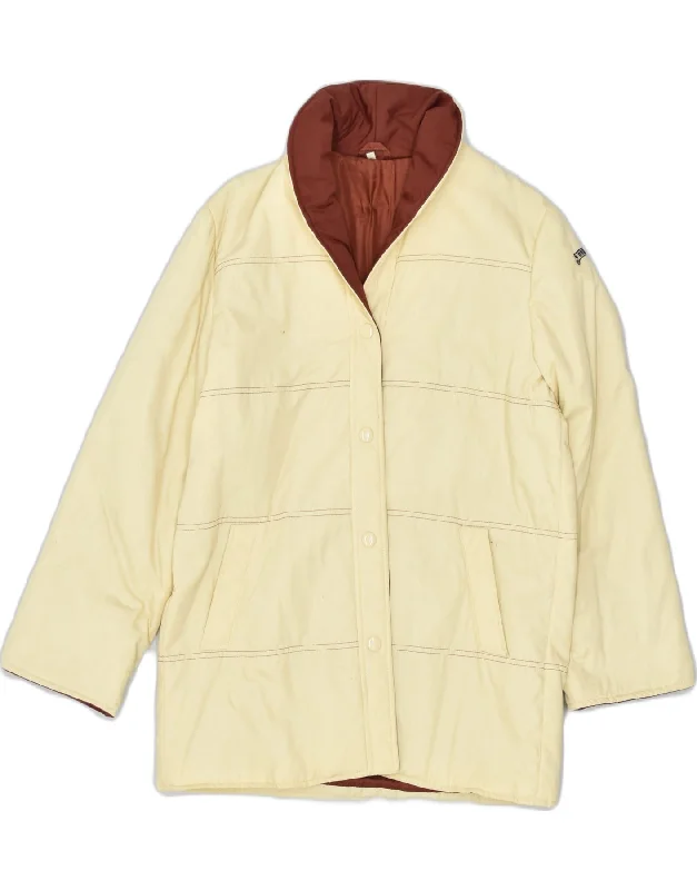 VINTAGE Womens Windbreaker Jacket IT 42 Medium Beige Polyester Faux Fur Jacket Real Fur Jacket Shearling Jacket