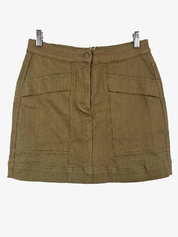 Seed Olive Edgy Denim Mini Skirt Size 10 cashmere skirt fine