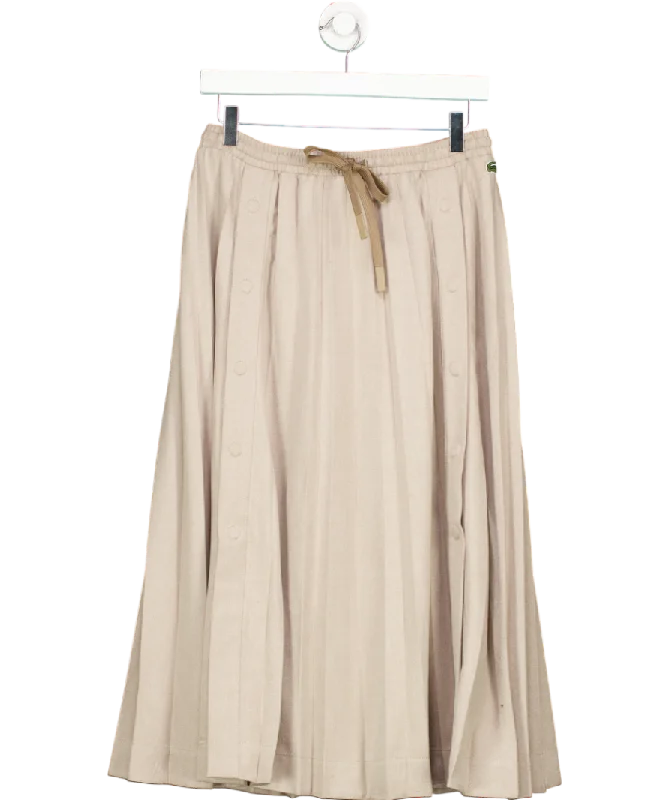 Lacoste Beige Long Pleated Flannel Skirt UK 8 cashmere skirt soft