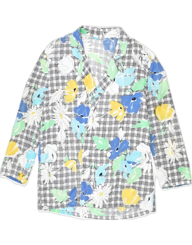 VINTAGE Womens Double Breasted Blazer Jacket EU 38 Medium Multicoloured Knit Jacket Woven Jacket Fleece Jacket