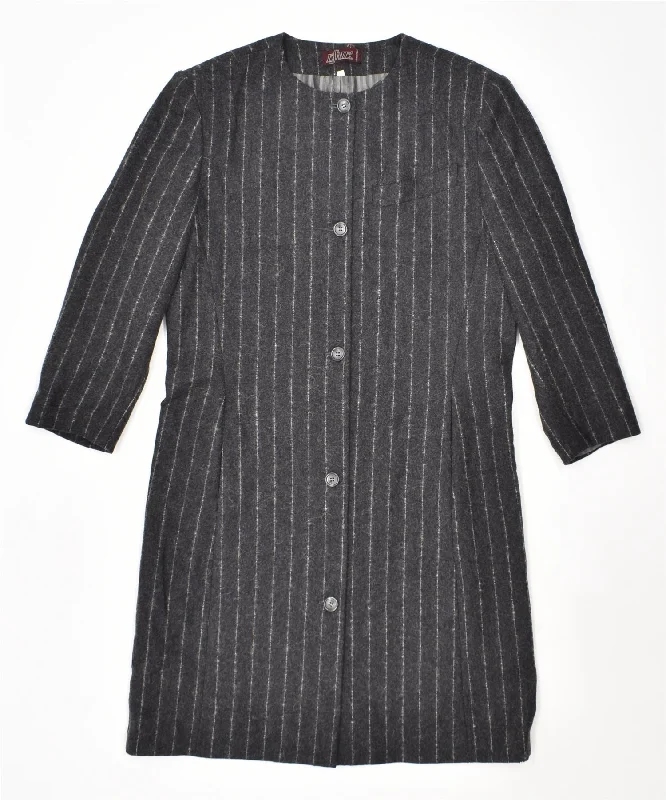 ESME Womens 5 Button Blazer Jacket IT 44 Medium Grey Pinstripe Striped Jacket Polka Dot Jacket Floral Jacket