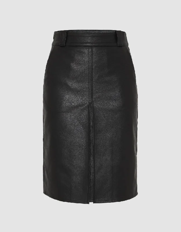 Split Hem Midi Straight Skirt denim skirt trendy