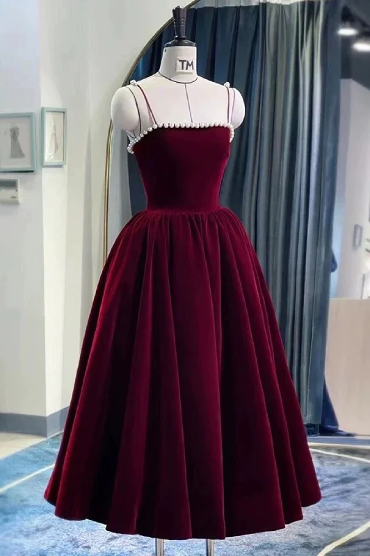 Cute Spaghetti Straps Velvet Short Prom Dress, A-Line Homecoming Party Dress Tunics Modern contemporary Cute Spaghetti Straps Velvet Short Prom Dress, A-Line Homecoming Party Dress Tunics Modern contemporary