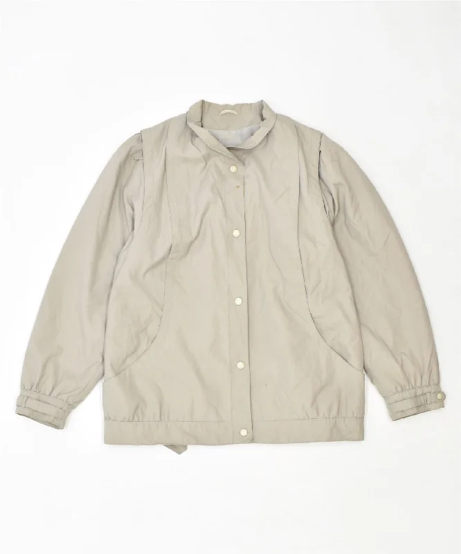 ADLER MODE Womens Rain Jacket UK 18 XL Beige Cotton Vintage Fitted Jacket Loose Jacket Oversized Jacket