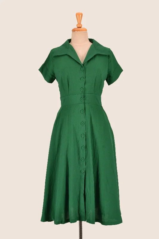 Loretta Green Dress Tunic Top Casual