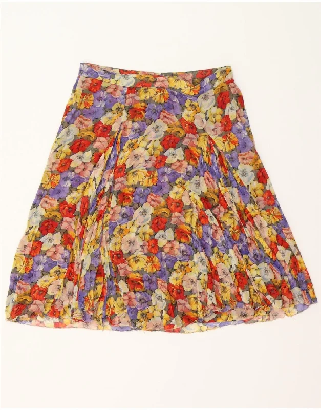 VINTAGE Womens A-Line Skirt W29 Medium Multicoloured Floral cashmere skirt rich
