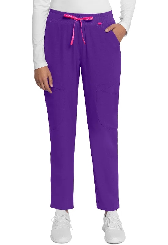 Mid Rise Drawstring Tapered Leg Pant by(AMP) Med Couture (Regular) XS-3XL / Purple Surge Slim Fit Casual Pants