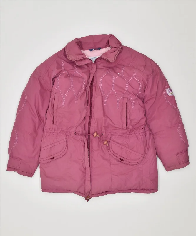 DIADORA Womens Padded Jacket UK 14 Medium Pink Polyester Hooded Jacket Caped Jacket Shawl Collar Jacket DIADORA Womens Padded Jacket UK 14 Medium Pink Polyester Hooded Jacket Caped Jacket Shawl Collar Jacket