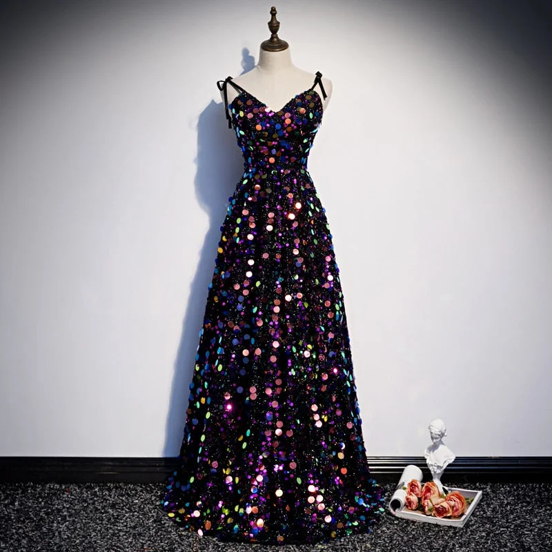 Sexy Sequins Spaghetti Strap Formal Party Dress Tunics Brand named
