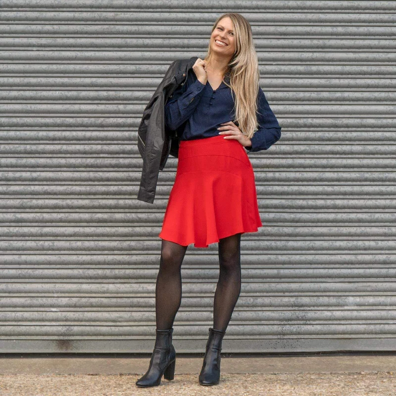 Reiss Red Christa Fit & Flare Short Skirt denim skirt durable