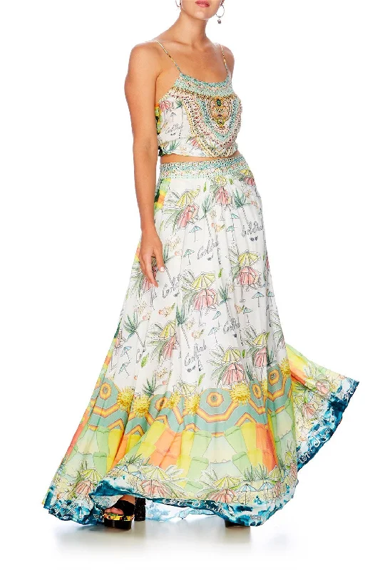 HIGH WASITED FULL SKIRT SUNDOWNERS pleated skirt texture