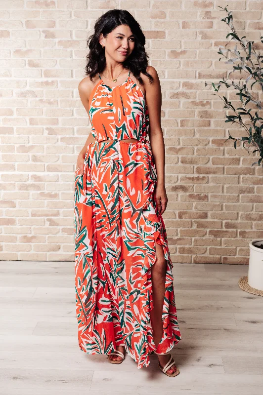 Hazel Blues® |  Humming Along Cutout Dress in Coral Tunics Sophisticated sleek