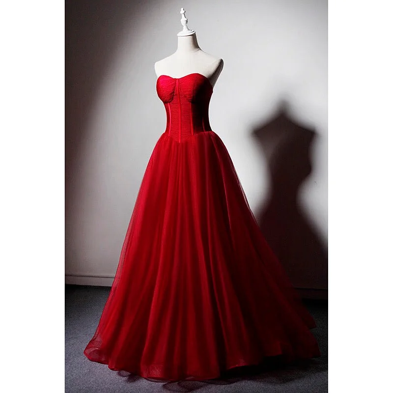 Red Sweetheart Tulle Ball Gown Floor Length Formal Dress, Red Tulle Evening Dress Party Dress Tunics Formal black Red Sweetheart Tulle Ball Gown Floor Length Formal Dress, Red Tulle Evening Dress Party Dress Tunics Formal black
