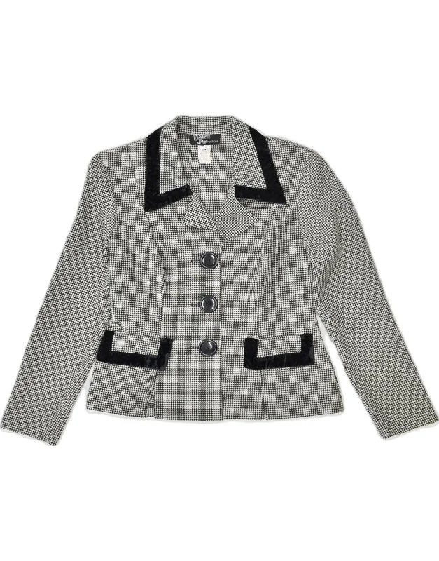 VINTAGE Womens 3 Button Blazer Jacket US 4 Small Grey Houndstooth Rayon Zippered Jacket Buttoned Jacket Snapped Jacket VINTAGE Womens 3 Button Blazer Jacket US 4 Small Grey Houndstooth Rayon Zippered Jacket Buttoned Jacket Snapped Jacket