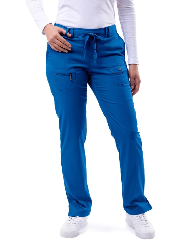 Pro Heather Slim Fit 6 Pocket Scrubs Pant by Adar XXS-3XL (Tall) / Royal Blue Fashionable Button-Up Pants