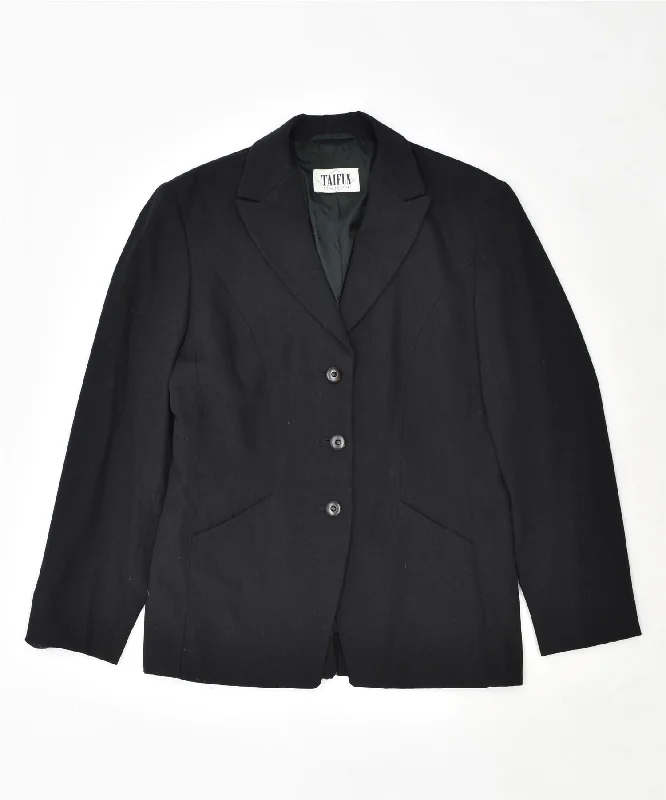 TAIFUN Womens 3 Button Blazer Jacket UK 38 Medium Black Acetate Vintage Insulated Jacket Fitted Jacket Loose Jacket