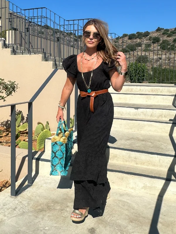 ‘SOUL’ BRODERIE ANGLAISE DRESS IN BLACK Tunics Silk luxurious
