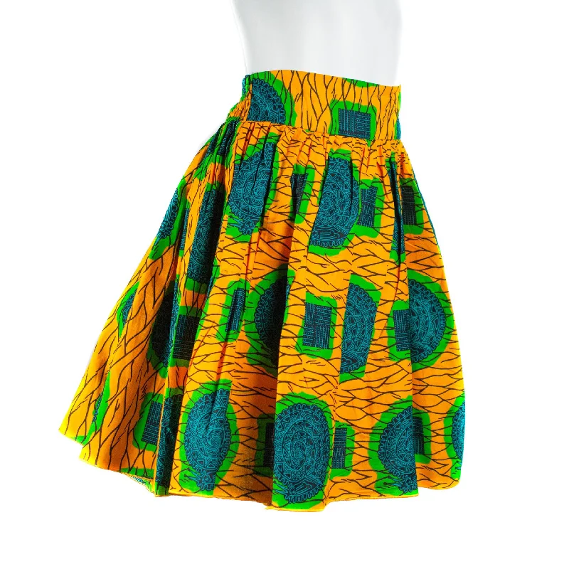 Yellow & Green Ankara Wax Skirt corduroy skirt cozy