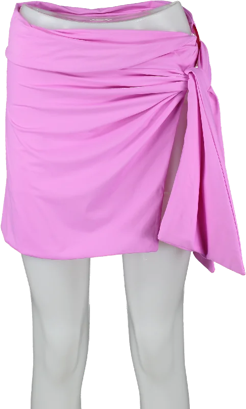 The Attico Swimwear Pink Mini Skirt With Tie Front UK XS casual skirt length