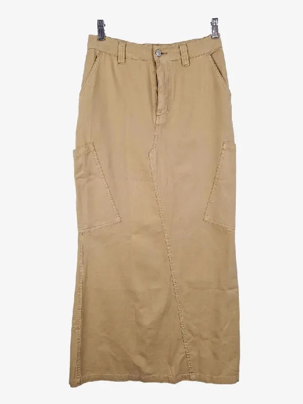 Insight Tan Cargo Style Maxi Skirt Size M elastic waist skirt