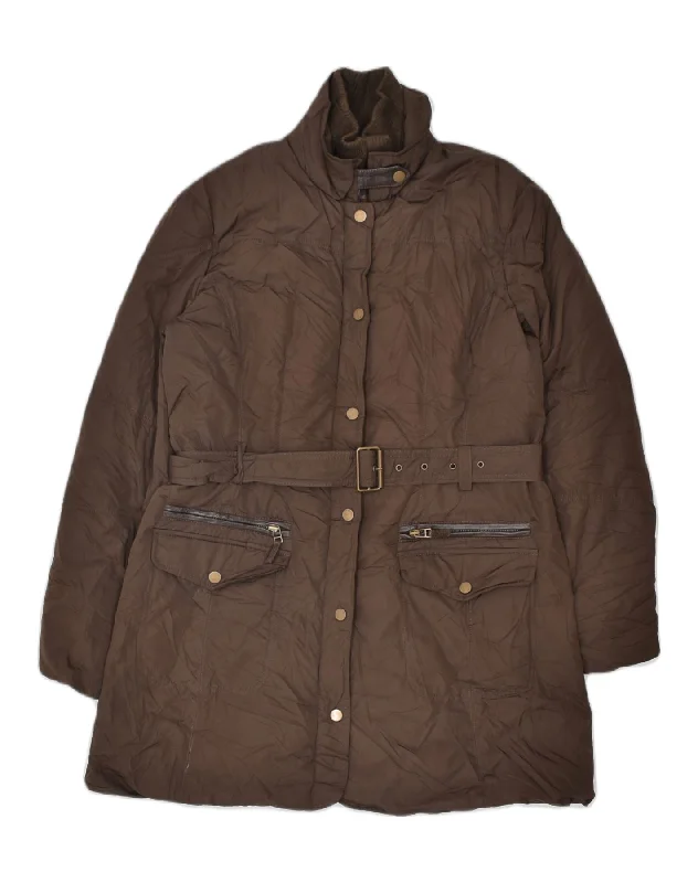 MASSIMO DUTTI Womens Padded Jacket EU 42 Large Brown Striped Jacket Polka Dot Jacket Floral Jacket