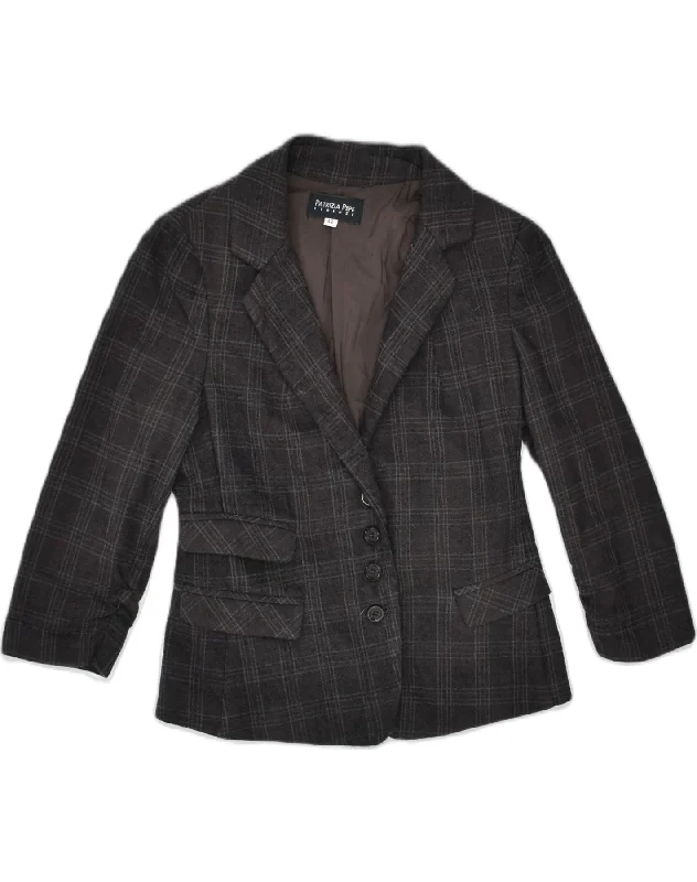 PATRIZIA PEPE FIRENZE Womens 4 Button Blazer Jacket IT 42 Medium Brown Nylon Jacket Polyester Jacket Spandex Jacket