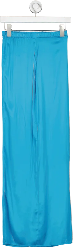 Camila Coelho Blue Satin Midi Skirt With Cut Out Waistband UK XS corduroy skirt durable