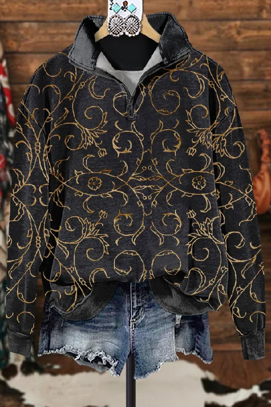 Classic Contrast Graphic Print Sweatshirt Hoodie with Lace Feminine Delicate