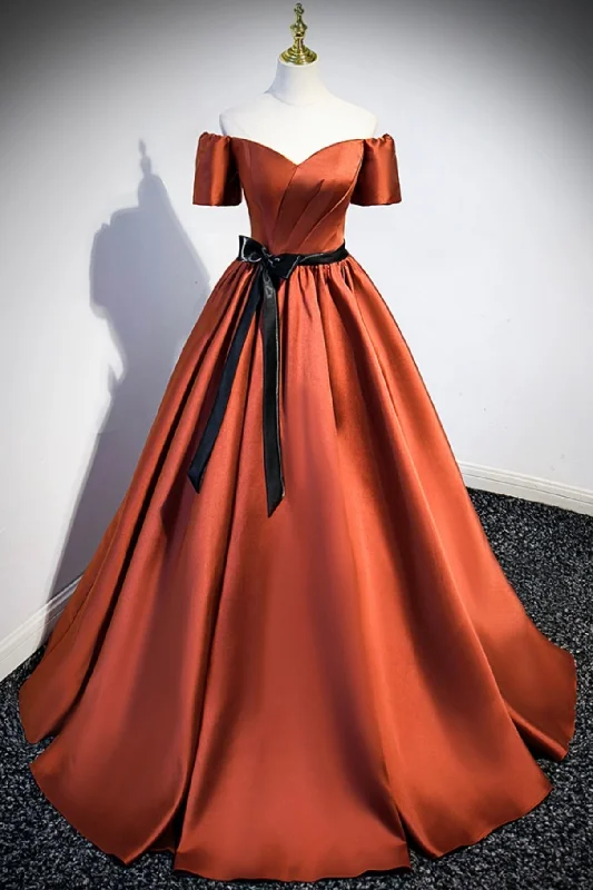 Simple Satin Long Prom Dress, Short Sleeve A-Line Evening Party Dress Tunics Velvet soft