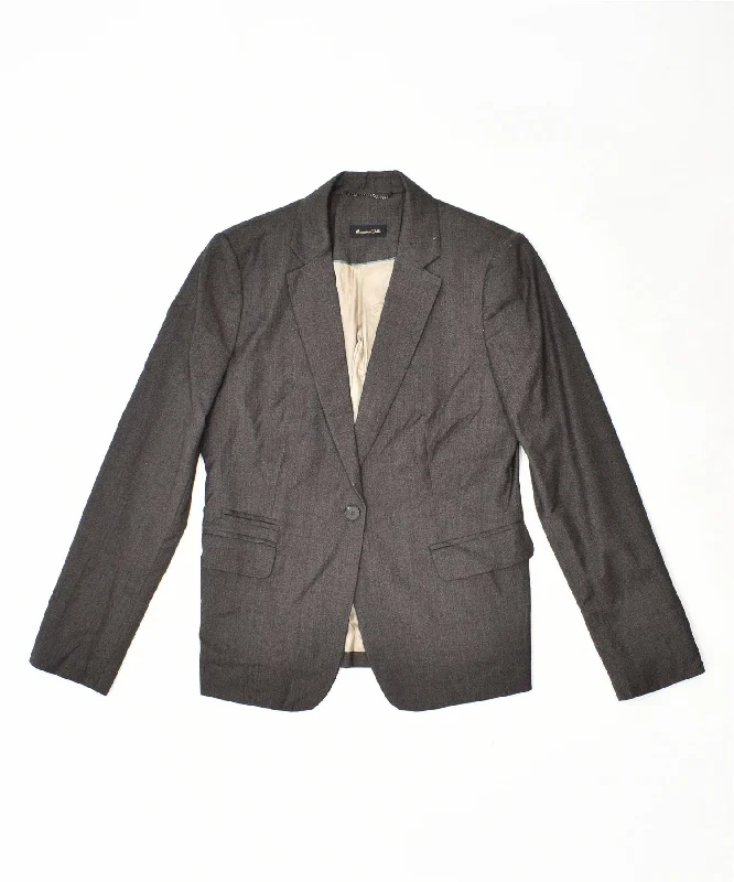 MASSIMO DUTTI Womens 1 Button Blazer Jacket EU 42 Medium Grey Toggled Jacket Drawstring Jacket Belted Jacket