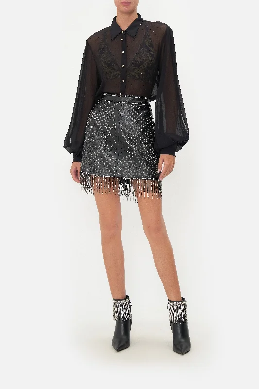 MINI SKIRT LEATHER lace skirt intricate
