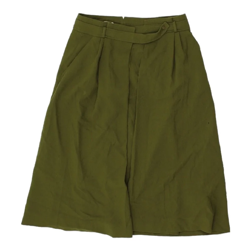 Christian Dior Womens Green Wool Pleated Midi Skirt | Vintage High End Designer leather skirt bold Christian Dior Womens Green Wool Pleated Midi Skirt | Vintage High End Designer leather skirt bold