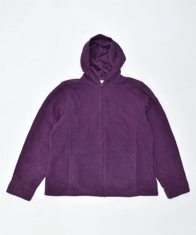 L.L.BEAN Womens Hooded Fleece Jacket UK 16 Large Purple Polyester Fitted Jacket Loose Jacket Oversized Jacket