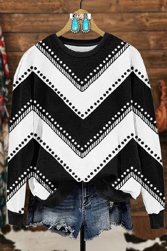 Retro Contrast Striped Sweatshirt Hoodie with Raw Hem Edgy Unfinished
