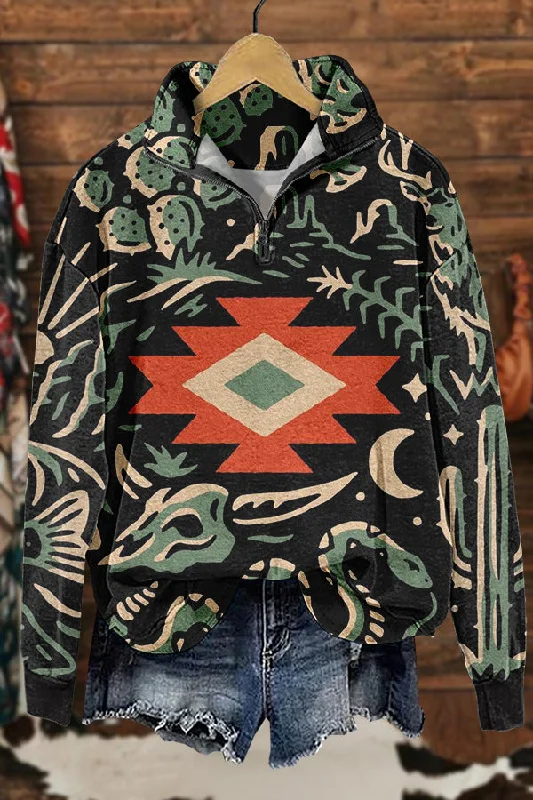 Western Cowboy Totem Print Sweatshirt Hooded Sweatshirt Casual Wear Street Style
