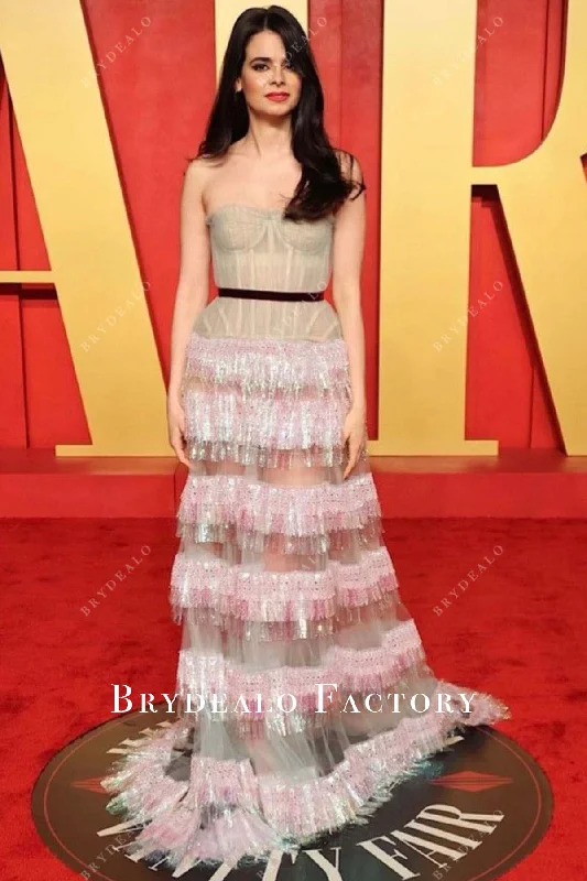 Aria Mia Loberti Strapless 2024 Oscars After Party Dress Tunics Prom sequined