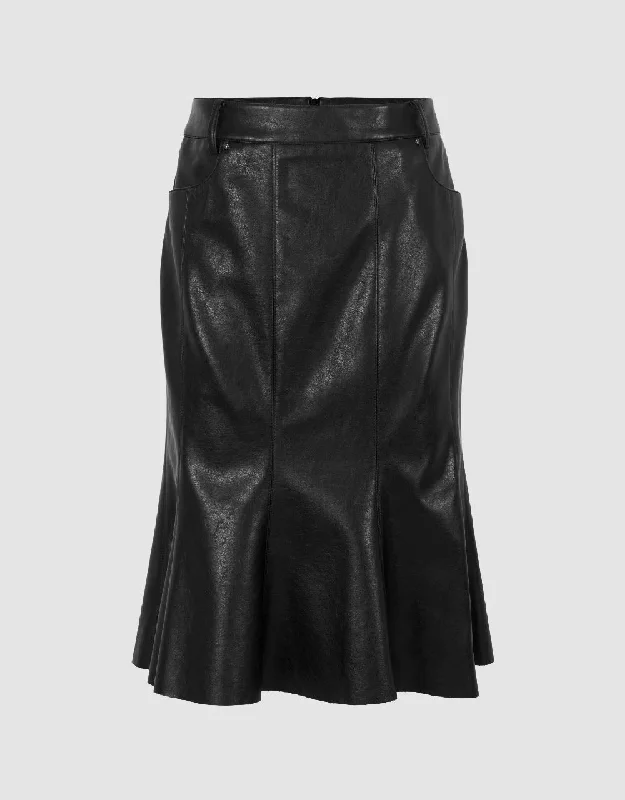 Vegan Leather Mini Fishtail Skirt leather skirt modern