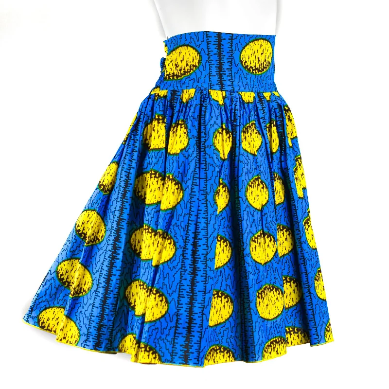 Blue Ankara Wax Skirt linen skirt breathable