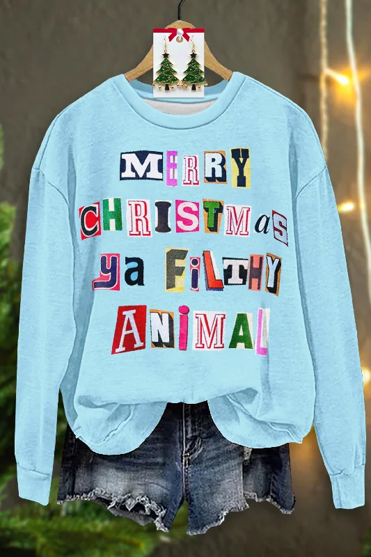 Fresh Christmas Print Sweatshirt Hoodie with Cropped Fit Short Trendy
