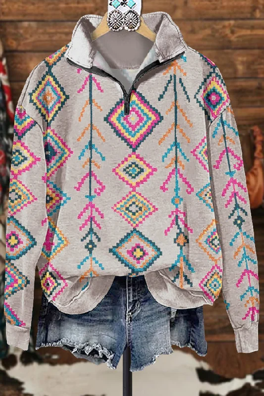 Classic Contrast Graphic Print Sweatshirt Hoodie with Turtle Neck Cozy Winter