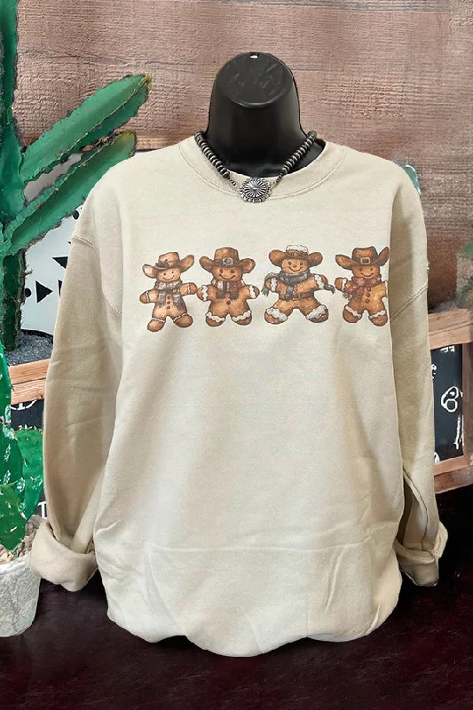 Cute Western Gingerbread Man Sweatshirt Hoodie with Hem Raw Edge Edgy Unfinished